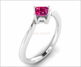 Pink Sapphire Rose Gemstone Ring Engagement ring Princess cut Gothic Ring made in 14K 18K White gold Birthday Gift - Lianne Jewelry