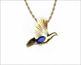 Bird Pendant Minimalist pendant 14K yellow gold Blue Pendant Wings Pendant Peace Bird Sapphire Pendant Marquise stone including chain - Lianne Jewelry