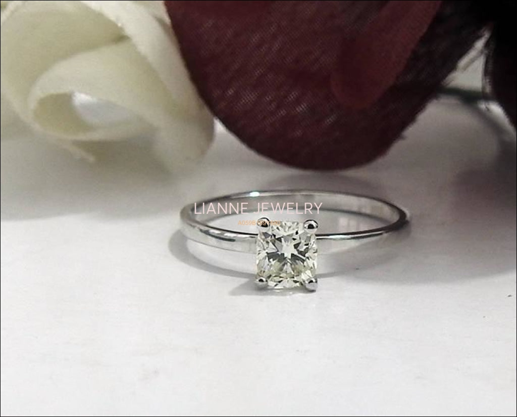 Diamond ring  Gold ring Engagement ring Solitaire Ring Diamond Ring in 14K White Gold - Lianne Jewelry