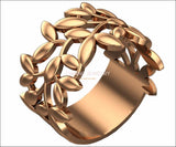 Plumeria Flower Ring, Wedding Band, Gold Flower Ring, Leaf Flower Ring, 14k Flower Ring, Leaves Ring Gold, Gold Band Ring Women, Gold Ring - Lianne Jewelry