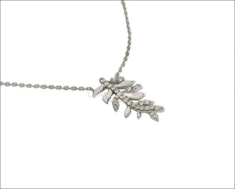 Diamond Pendant Leaf Pendant Leave Pendant Gold Jewelry Necklace 14K or 18K White Yellow or Rose gold  Minimalist pendant - Lianne Jewelry