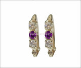 Purple Earrings Hoop Earrings Yellow Round Earrings Girls Earrings Gold Amethyst Earrings Birthday Gift daughter Gift - Lianne Jewelry