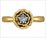 Cute Flower Ring, Flower Ring Diamond, Gold Flower Diamond Ring, Diamond Rose Gold Engagement Ring, Rose Diamond Ring, Flower Ring Wedding - Lianne Jewelry
