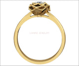 Cute Flower Ring, Flower Ring Diamond, Gold Flower Diamond Ring, Diamond Rose Gold Engagement Ring, Rose Diamond Ring, Flower Ring Wedding - Lianne Jewelry