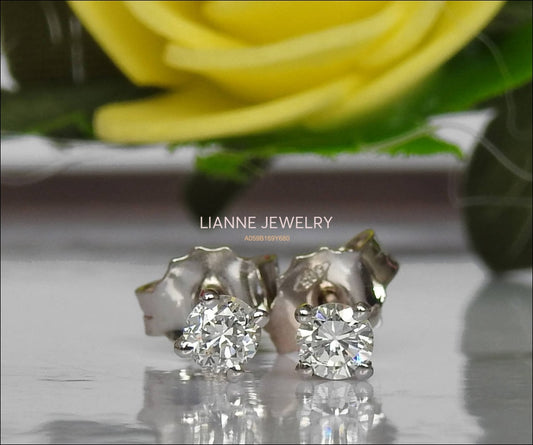 Classic Celtic Earrings Diamond Earrings Stud Earrings Studs 14K or18K White gold Martini Earrings 0.70 ct Diamonds Anniversary Earrings - Lianne Jewelry