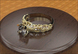 18K Fine Filigree Solitaire Diamond Ring 1 carat 2 Tone Unique Engagement ring - Lianne Jewelry