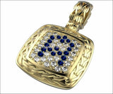 Personalized pendant Letter A Pendant Pave Pendant Sapphires and Diamonds Filigree Pendant Art Nouveau Yellow gold Anniversary Gift - Lianne Jewelry