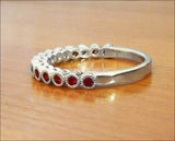 Wedding Band Ruby Stacking Ring Ruby Ring Red Ring Wedding Ring Eternity ring 15th Anniversary Victorian Ring July Birthstone 14K White gold - Lianne Jewelry