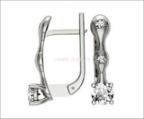 Hoop Leverback Earrings with Diamonds Back to school Gift For Her 18K White gold - Lianne Jewelry