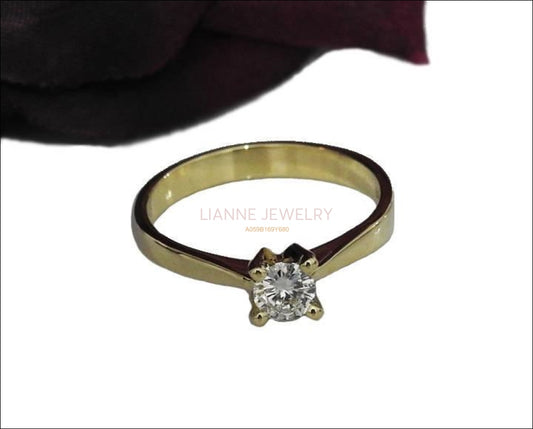 Diamond ring Wedding Gift, Unique Solitaire Ring Celtic Ring 14K Yellow Gold Classic | Wedding | Anniversary | Bridal | Promise Ring - Lianne Jewelry