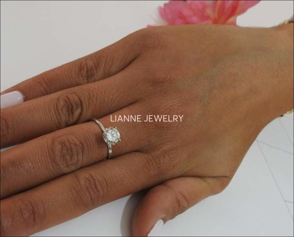 Diamond ring, Gold ring, Unique moissanite engagement ring Solitaire 14K White Gold - Lianne Jewelry