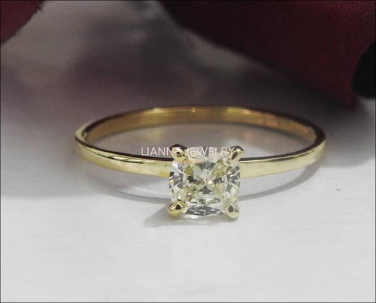 Diamond ring  Gold ring Engagement ring Solitaire Ring Diamond Ring in 14K Yellow Gold - Lianne Jewelry