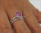 Wedding Ring Set, Bridal Sets, Pink Sapphire, Engagement rings, Diamond Bridal, Diamond wedding sets, Diamond rings, Diamond Wedding Ring - Lianne Jewelry