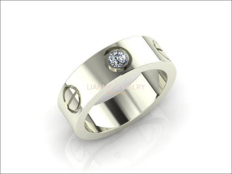 Custom order,  no diamond, gold plated Screw Ring Screw Band Silver Band Wedding Band Ring - Lianne Jewelry