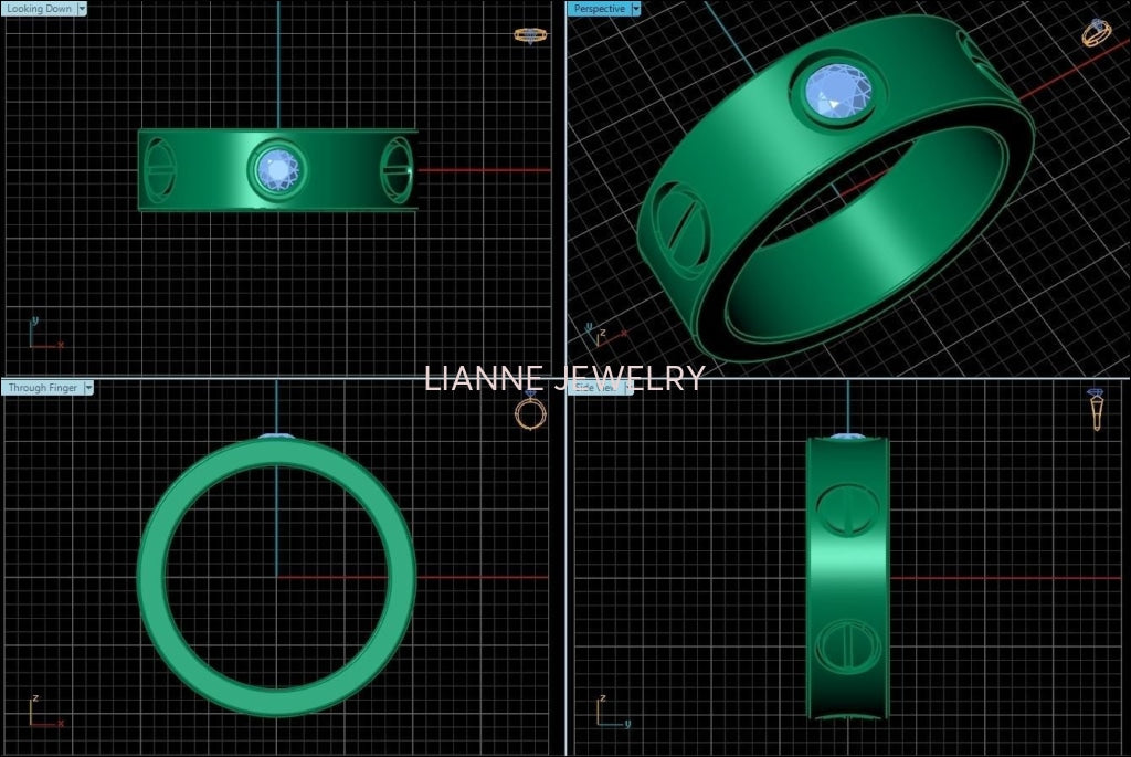 Screw Ring Screw Band Silver Band Wedding Band Ring Men's Ring for Him Ring Band Silver  6 mm width with Diamond Gift - Lianne Jewelry