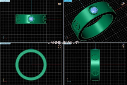 Screw Ring Screw Band Silver Band Wedding Band Ring Men's Ring for Him Ring Band Silver  6 mm width with Diamond Gift - Lianne Jewelry