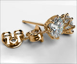 1 carat Studs Classic Art Nouveau Earrings 14K or 18K Rose gold 8 prongs - Lianne Jewelry