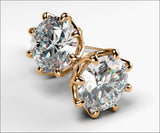 1 carat Studs Classic Art Nouveau Earrings 14K or 18K Rose gold 8 prongs - Lianne Jewelry