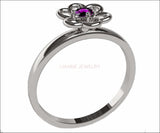Amethyst Flower Ring Solitaire Ring White Gold Leaves Ring Purple Branch Ring Art Nouveau Unique Engagement Flower Jewelry Gift - Lianne Jewelry