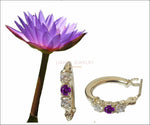Purple Earrings Hoop Earrings Yellow Round Earrings Girls Earrings Gold Amethyst Earrings Birthday Gift daughter Gift - Lianne Jewelry
