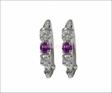 Small Hoop Earrings Purple Earrings Hoop Earrings 14K White Gold Round Earrings Girls Earrings Amethyst Earrings Birthday Gift daughter Gift - Lianne Jewelry