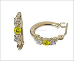 Yellow Sapphire Hoop Earrings Gold Round Earrings Girls Earrings Gold White Sapphire Minimalist Earrings Birthday Gift daughter Gift - Lianne Jewelry
