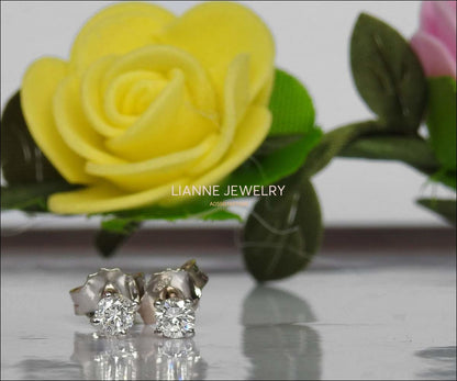 Celtic Earrings Diamond Earrings Stud Earrings Studs 14K or18K White gold Martini Earrings Diamonds 0.50 ct Round Anniversary Earrings - Lianne Jewelry