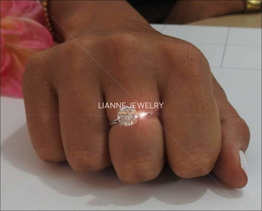 Diamond ring, Gold ring, Unique moissanite engagement ring Solitaire 14K White Gold - Lianne Jewelry