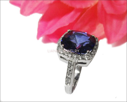 Sapphire Cluster Ring Diana Ring Sapphire Ring 8 carat Engagement Ring September Birthstone Sapphire Gemstone Ring Sapphire Jewelry - Lianne Jewelry