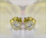 Halo Stud Earrings 18K Yellow gold Diamond Studs Minimalist Earrings Diamond Earrings - Lianne Jewelry