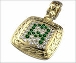 Personalized pendant Letter A Pendant Pave Pendant Emeralds and Diamonds Filigree Pendant Art Nouveau Yellow gold Anniversary Gift - Lianne Jewelry