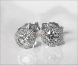 Halo Earrings Halo Studs Sun Earrings Sun Studs Diamond Earrings Stud Earrings 14K or 18K White gold Anniversary Earrings - Lianne Jewelry