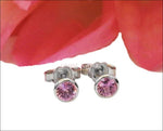 Pink Studs Girls Earrings Promise Earrings Gold Earrings Stud Earrings Pink Sapphire 18K White Gold Natural Color Earrings - Lianne Jewelry