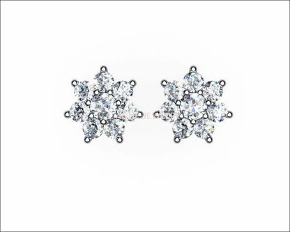 1.50 ct Studs Flower Earrings Diamond Earrings Anniversary Earrings Cluster Earrings 14 or 18K Yellow Rose or White - Lianne Jewelry