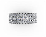 Wide Band Ring Anniversary Gift Diamond ring Eternity ring 18K White Gold Big Ring 3 Row Ring Diamond Natural Diamonds April Birthstone - Lianne Jewelry