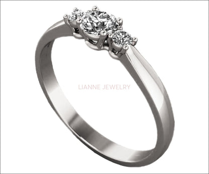 Classic 3 stone Diamond Engagement Ring Gold ring Diamond Engagement Ring Lover Ring Ring for Her Wedding Ring Promise Ring Anniversary Ring - Lianne Jewelry