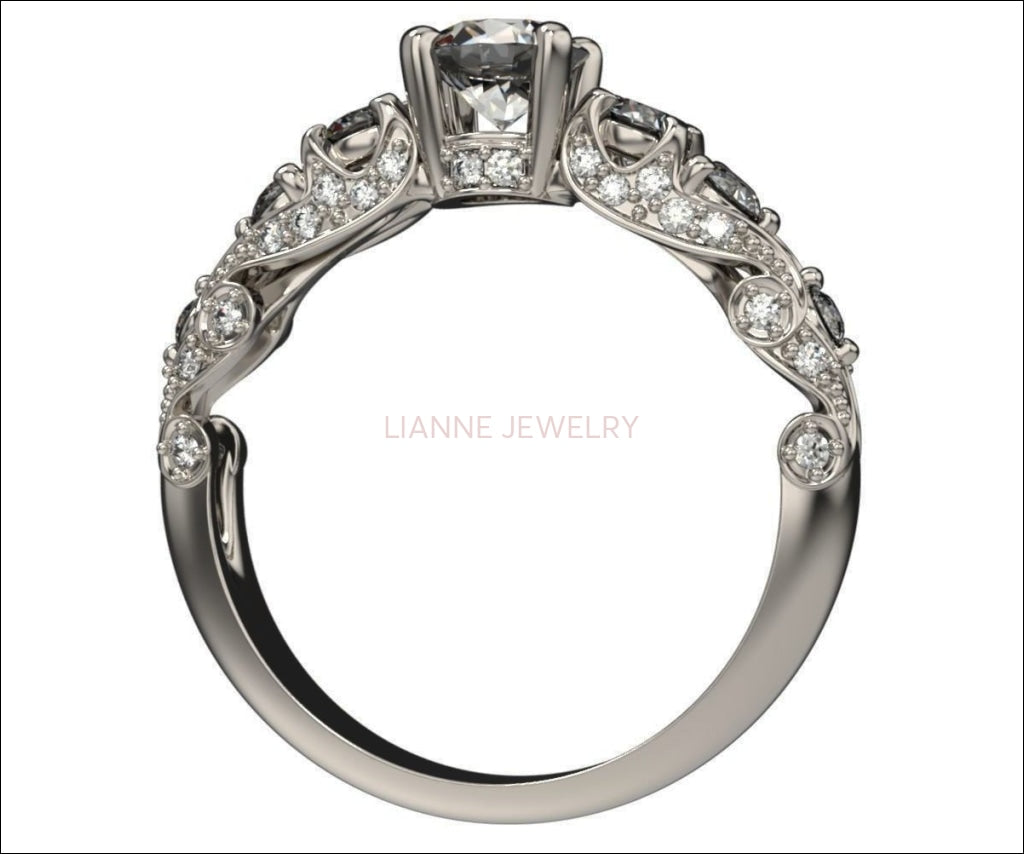 5 Stone Diamond Ring, 5 Stone Engagement Ring, 5th Anniversary Ring, Unique Anniversary Ring, Anniversary Diamond Ring, Diamond Ring - Lianne Jewelry