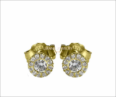 14K gold Earrings 14K Yellow gold Earrings Celtic Earrings Diamond Earrings Stud Earrings Martini Earrings 0.28ct Anniversary - Lianne Jewelry