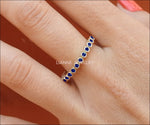 Silver Stacking Ring Wedding Band Blue Band 15th Anniversary Filigree Silver 15 Natural Sapphires Eternity Ring 15 Birthday September Stone - Lianne Jewelry