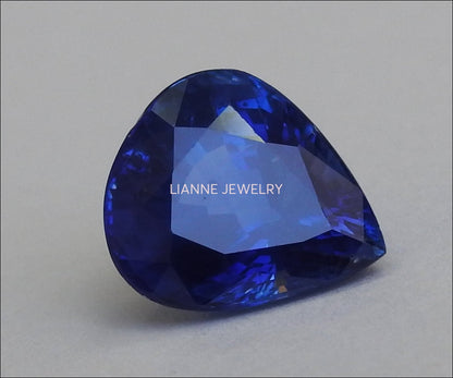 Pear Sapphire Loose Gemstone Blue Sapphire  Certified by GIA 6.45 ct Pear Shape Genuine Sapphire for Gemstone Collectors - Lianne Jewelry