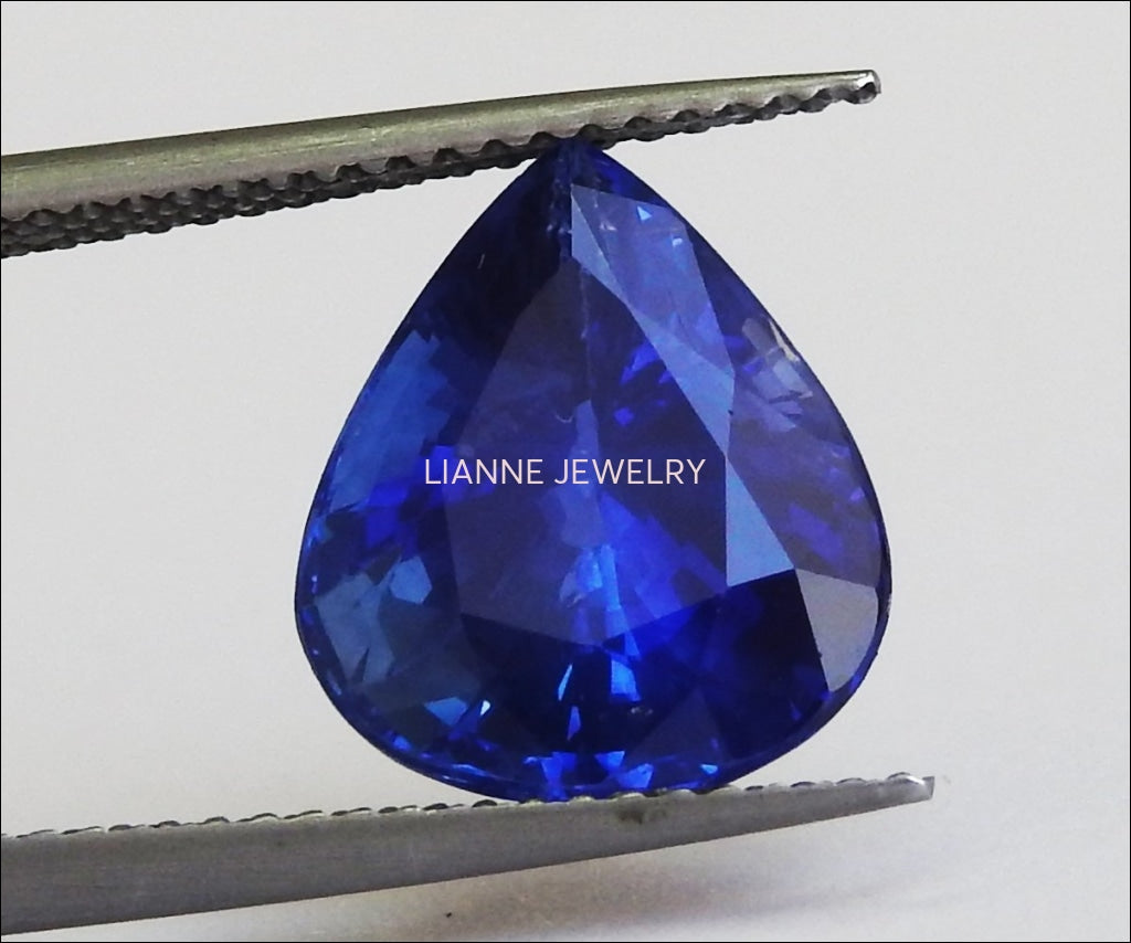 Pear Sapphire Loose Gemstone Blue Sapphire  Certified by GIA 6.45 ct Pear Shape Genuine Sapphire for Gemstone Collectors - Lianne Jewelry