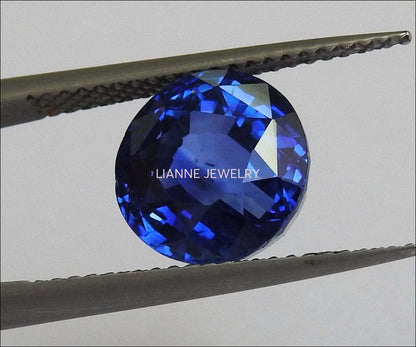 Round Blue Sapphire 9mm Gemstone Certified by GIA 5.32 carat Round Brilliant cut Genuine Sapphire for Gemstone Collectors or Valentines Gift - Lianne Jewelry