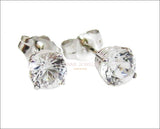 White Sapphire Stud Earrings, White gold Earrings, 5 mm Studs, Engagement Gemstone Earrings, 14K White Gold Earrings, Infinity Earrings - Lianne Jewelry