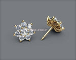 1.50 ct Studs Flower Earrings Diamond Earrings Anniversary Earrings Cluster Earrings 14 or 18K Yellow Rose or White - Lianne Jewelry