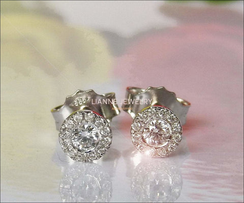 14K gold Earrings Celtic Earrings Studs Diamond Earrings Stud Earrings Martini Earrings 0.28ct Anniversary gift - Lianne Jewelry