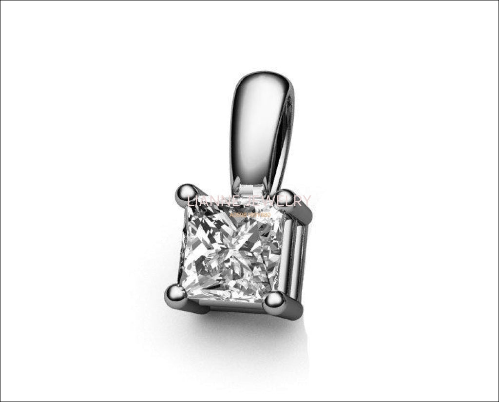 Half carat Princess Cut Moissanite Pendant Solitaire Pendant Women Diamond Pendant Square Pendant - Lianne Jewelry