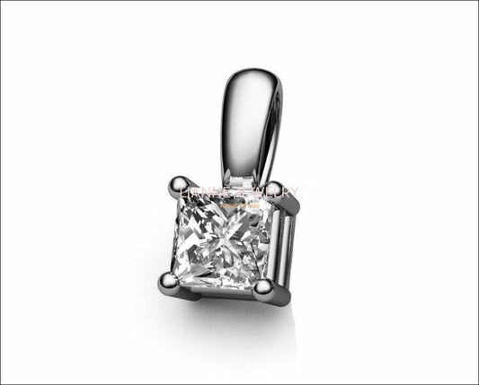 1/2 carat Princess Cut Diamond Pendant Solitaire Pendant Womens Diamond Pendant Square Pendant - Lianne Jewelry