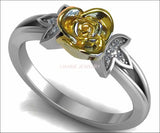 Superb Infinity Engagement Ring 18K Yellow Rose Edwardian Floral ring Flower Ring in White Gold Leaves Ring Edwardian Floral ring - Lianne Jewelry