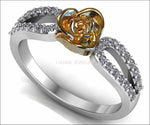 18K Rose Flower Twist Ring White Gold Ring Love Ring Promise Ring Unique Engagement Ring Floral ring Mother to Daughter Gift For Her - Lianne Jewelry