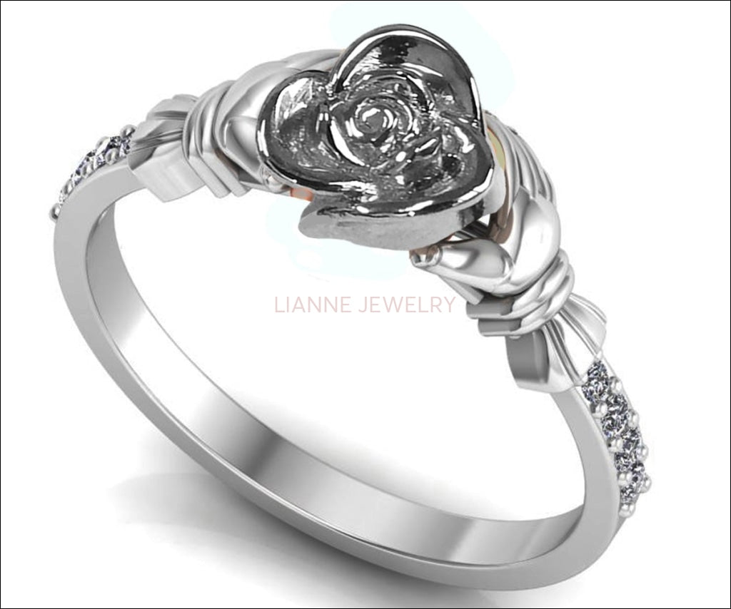 Unique Flower Engagement Ring, Love Ring, White Gold Flower Ring, Promise Ring, Unique Diamond Ring, Floral ring, Birthday Gift, For Her - Lianne Jewelry